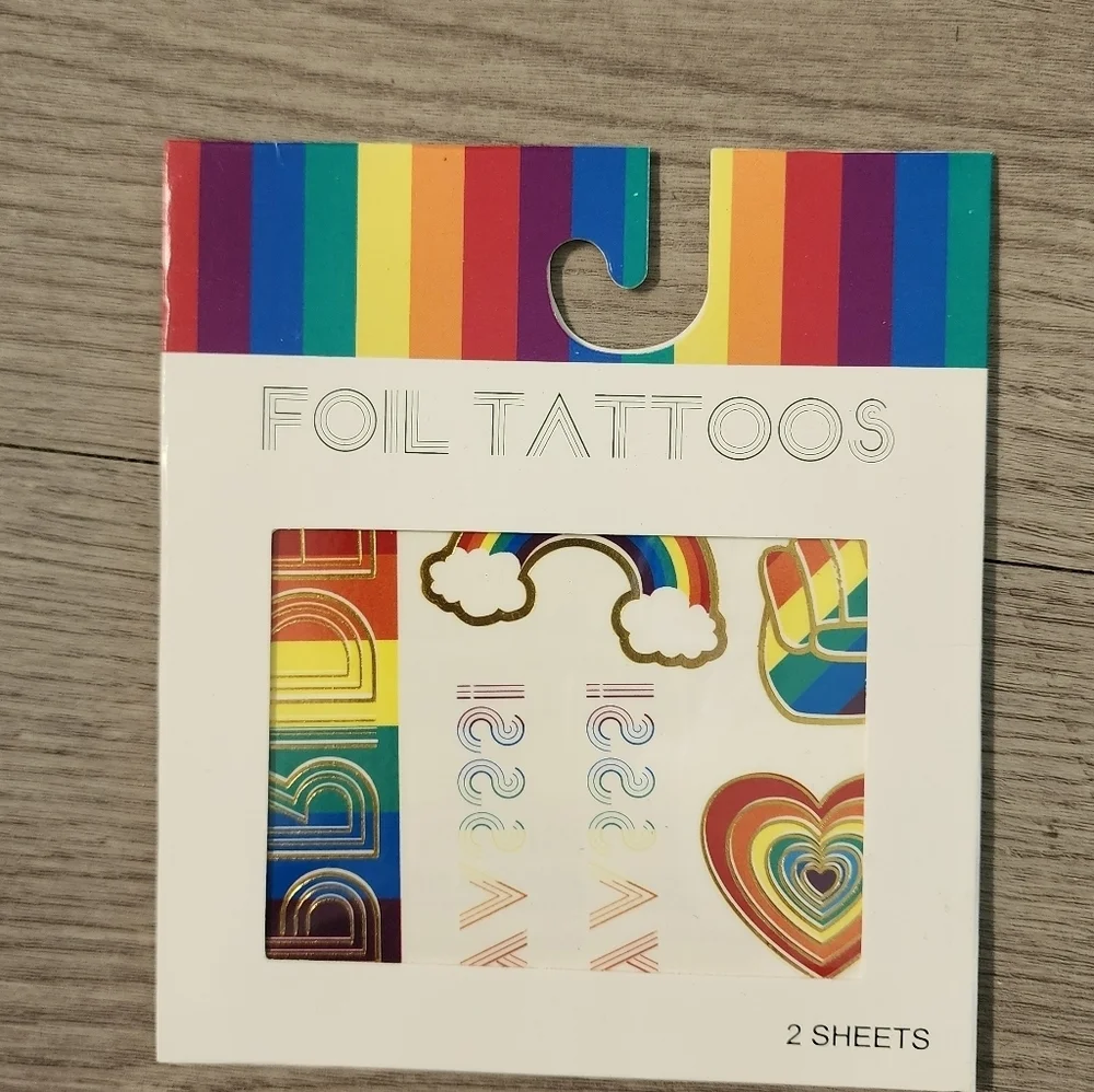 10x Rainbow Foil Tattoos - 2 Sheets EACH New